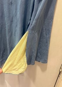 Blue Asymmetric Hem Long Sleeve Top