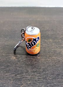 Fanta Miniature Colddrink Can Keychain Orange Colour