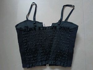 Black Zip-Up Crop Top