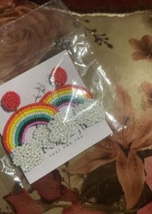 Rainbow Cloud Beaded Statement Earrings