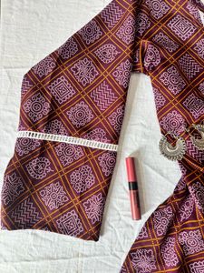 Burgundy Bandhani Print Short Kurti