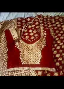 Embroidered Maroon Velvet Suit