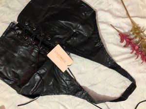 SHIEN black Leather Criss Cross Top🎀