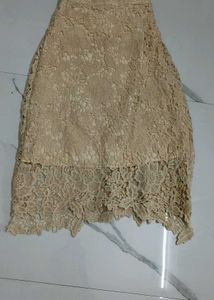 Elegant Beige Lace Skirt