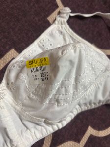 White cotton Bra