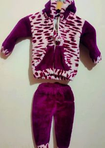 Purple Woolen 2 Pcs Set For Girl 9-12 Month