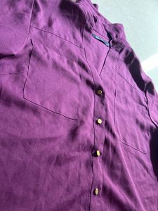 Bershka Purple Button-Down Shirt