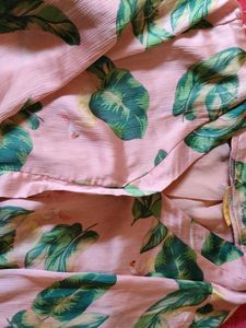 Pink Leaf Print Blouse