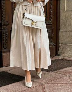 Elegant Beige Midi Skirt