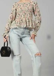 Floral Print Smocked Top