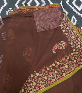 Brown Embroidery Saree
