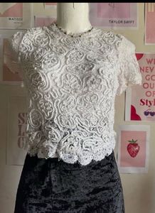 Vintage White Floral Lace Top