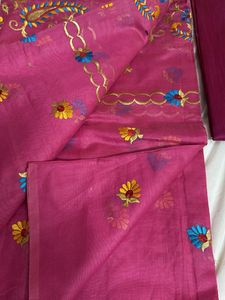Pink Embroidered Banarasi Suit Set
