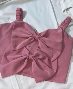 Pink Bow Crop Top