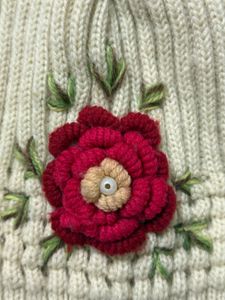 Floral Beanie with Crochet Flower