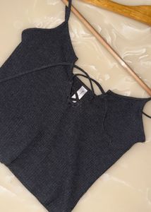 Gray Ribbed Tank Top