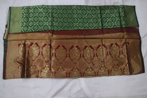 Green &amp; Gold Brocade Fabric