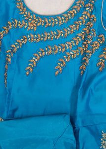 Elegant Blue Embroidered Ethnic Gown