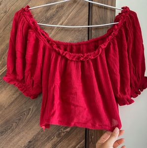 Red Off-Shoulder Top