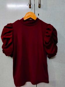 Red Pop Sleeves Top