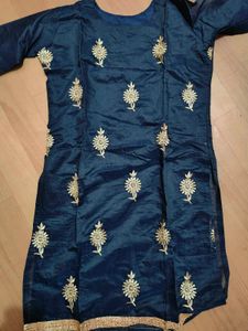 NAVY BLUE &amp; GOLDEN STRIPPED KURTI with SKIRT