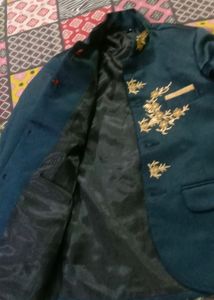 Embroidered Teal Bandhgala Jacket