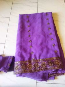 Elegant Purple Saree with Blouse