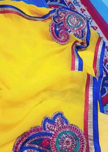 Yellow Light Weight Patch Work Saree