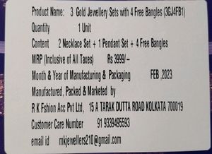 3 Gold Jewellery Sets With 4 Free Bangles