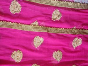 Pink Dupatta With Golden Work