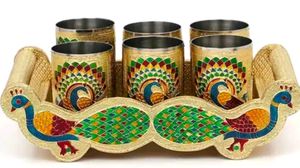 Wooden Tray Glasses