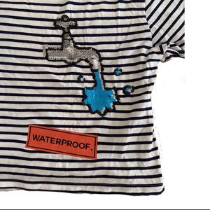 Striped Graphic Cropped Tee