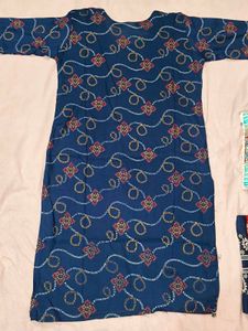 Navy Blue Embroidered Kurti