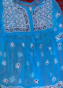Teal Indian Kurti with Mirrorwork