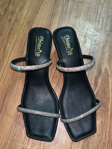 Unique Black Rhinestone Heels