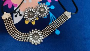 Oxidised Choker And Earrings