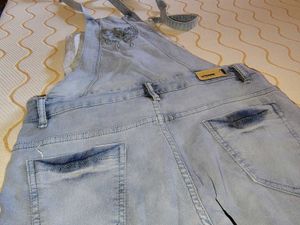 Embroidered Denim Overalls