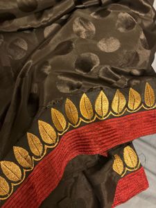 Black &amp; Maroon Polka Dot Saree