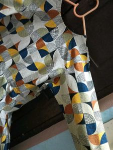 New Geometric Print Long Sleeve Anarkali kurti