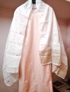 Pink Patterned Kurti With Pant And Dupatta
