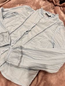 Chic Light Blue Button-Down Top