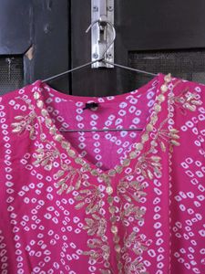 Pink Bandhani Print Dress