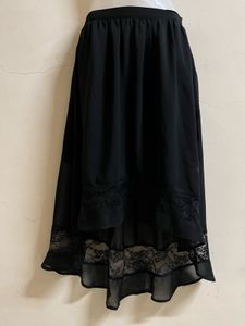 Black High-Low Lace Skirt