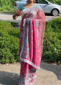 Pink Embellished Saree