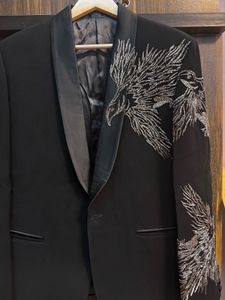 Embroidered Black Blazer