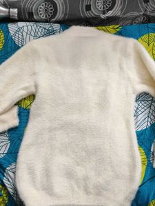 Cozy White Fuzzy Knit Sweater