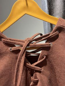 Brown Backless Crop Top