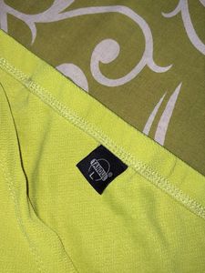 Chartreuse Twist Front Long Skirt