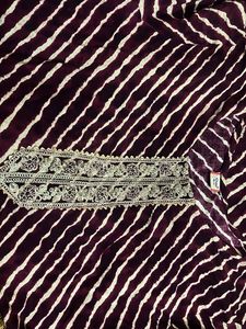 Striped Maroon Kurti with Embroidery
