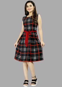 Chic Plaid Fit & Flare Dress